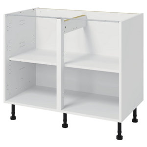Meuble d'angle bas "Glorian" blanc brillant l.100 x h.72 x p.57 cm 1 porte + rangement panier droit