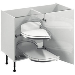 Meuble d'angle bas "Glorian" blanc brillant l.120 x h.72 x p.57 cm 1 porte + rangement Space gauche