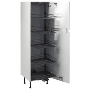 Colonne "Glorian" blanc brillant l.60 x h.201 x p.57 cm 2 portes avec rangement coulissant