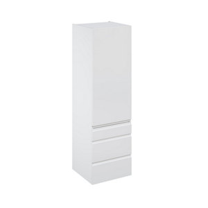 Colonne "Glorian" blanc brillant l.60 x h.201 x p.60 cm 1 porte + 1 tiroir + 2 casseroliers