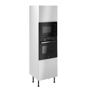 Colonne four + micro-ondes "Glorian" blanc brillant l.60 x h.201 x p.57 cm + 2 portes