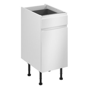 Meuble bas "Glorian" blanc brillant l.40 x h.72 x p.57 cm 1 porte + 1 tiroir