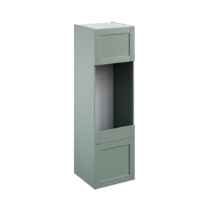 Colonne four + micro-ondes "Coline" vert sauge l.60 x h.201 x p.57 cm + 1 porte + 1 porte avec casserolier et tiroir intérieur