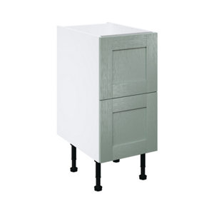 Meuble bas "Coline" vert sauge l.40 x h.72 x p.57 cm 2 casseroliers + 2 tiroirs intérieurs