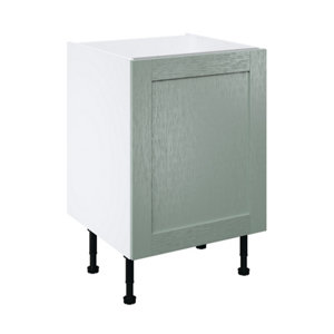 Meuble bas "Coline" vert sauge l.60 x h.72 x p.57 cm 1 porte 1 casserolier + 3 tiroirs