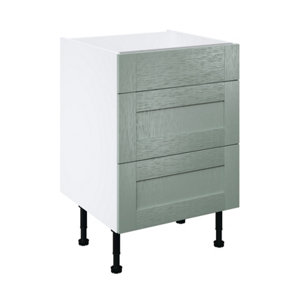 Meuble bas "Coline" vert sauge l.60 x h.72 x p.57 cm 1 tiroir + 2 casseroliers