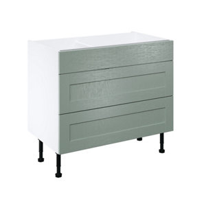 Meuble bas "Coline" vert sauge  l.100 x h.72 x p.57 cm 1 tiroir + 2 casseroliers