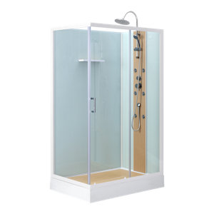 Cabine de douche BAMBOO 80 x 120 cm porte coulissante verre trempé blanc