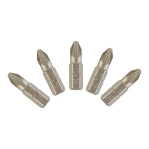 Lot de 5 embouts de vissage PZ2 acier S2 noir 25 mm