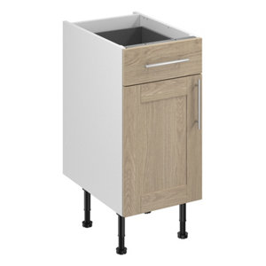 Meuble bas "Coline" imitation chêne clair l.40 x h.72 x p.57 cm 1 porte + 1 tiroir