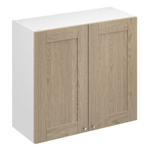 Meuble haut "Coline" imitation chêne clair l.80 x h.72 x p.32 cm 2 portes