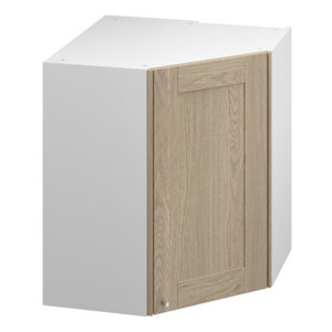 Meuble d'angle haut "Coline" imitation chêne clair l.63 x h.72 x p.32 cm 1 porte