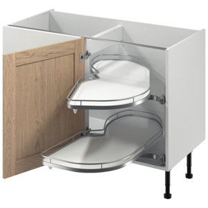 Meuble d'angle bas "Coline" imitation chêne clair l.120 x h.72 x p.57 cm 1 porte + rangement Space droit