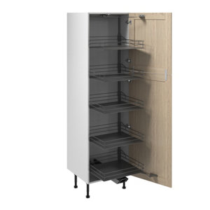 Colonne "Coline" imitation chêne clair l.60 x h.201 x p.57 cm 2 portes avec rangement coulissant