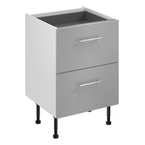 Meuble bas "Adèle" gris mat l.60 x h.72 x p.57 cm 2 casseroliers