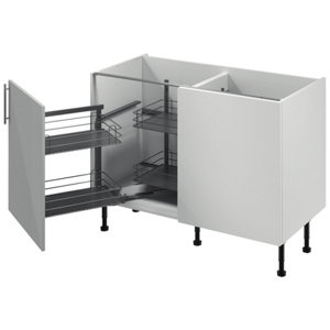 Meuble d'angle bas "Adèle" gris mat l.120 x h.72 x p.57 cm 1 porte + rangement panier gauche