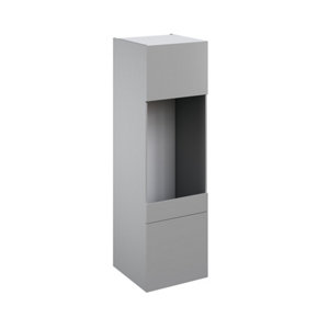 Colonne four + micro-ondes "Adele" gris l.50 x h.201 x p.57 cm + 1 porte + 1 porte avec casserolier et tiroir intérieur