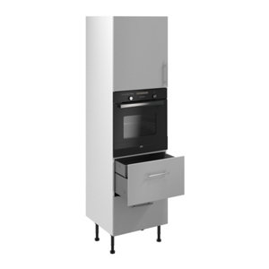 Colonne four "Adèle" gris mat l.60 x h.201 x p.57 cm + 1 porte + 2 casseroliers + 1 tiroir intérieur