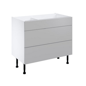 Meuble bas "Adele" gris mat  l.100 x h.72 x p.57 cm 1 tiroir + 2 casseroliers