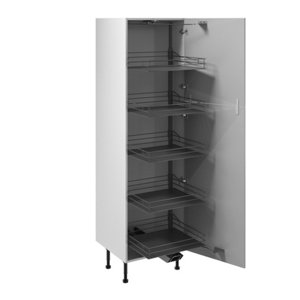 Colonne "Adèle" gris mat l.60 x h.201 x p.57 cm 2 portes avec rangement coulissant