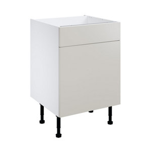 Meuble bas "Dorice"beige mat l.60 x h.72 x p.57 cm 1 porte + 1 tiroir