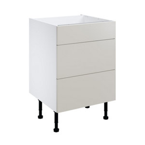 Meuble bas "Dorice" beige mat l.60 x h.72 x p.57 cm 1 tiroir + 2 casseroliers