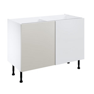 Meuble d'angle bas "Dorice" beige mat l.120 x h.72 x p.57 cm 1 porte + rangement Space droit