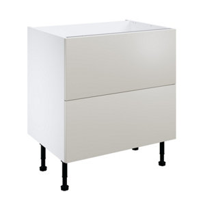 Meuble bas "Dorice" beige mat l.80 x h.72 x p.57 cm 2 casseroliers + 2 tiroirs intérieurs