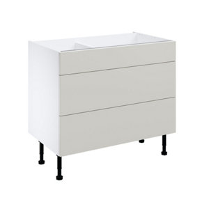 Meuble bas "Dorice" beige mat  l.100 x h.72 x p.57 cm 1 tiroir + 2 casseroliers