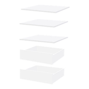Ensemble accessoires de rangement CICERO 60 cm blanc mat avec 3 étagères et 2 tiroirs
