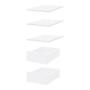 Ensemble accessoires de rangement CICERO 40 cm blanc mat avec 3 étagères et 2 tiroirs