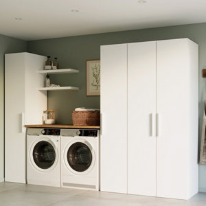 Ensemble 4 étagères blanches 77x55 cm compatible meubles CICERO