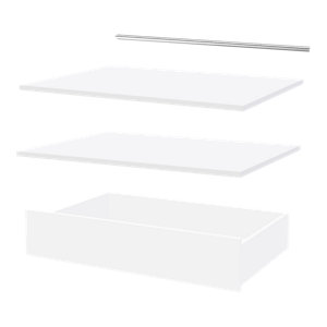 Ensemble accessoires de rangement CICERO 80 cm blanc avec étagères tiroir et tringle acier