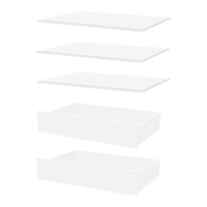 Ensemble accessoires de rangement CICERO 80 cm blanc mat 3 étagères 2 tiroirs