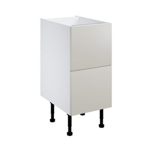 Meuble bas "Dorice" beige mat l.40 x h.72 x p.57 cm 2 casseroliers + 1 tiroir intérieur haut