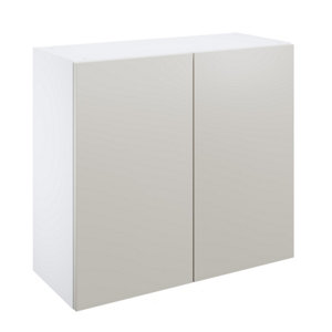 Meuble haut "Dorice" beige mat l.80 x h.72 x p.32 cm 2 portes