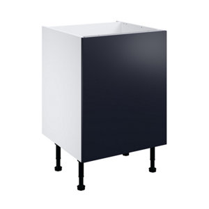 Meuble bas "Dorice" bleu mat l.60 x h.72 x p.57 cm 1 porte 1 casserolier + 3 tiroirs