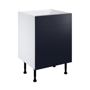 Meuble bas "Dorice" bleu mat l.60 x h.72 x p.57 cm 1 tiroir + 2 casseroliers