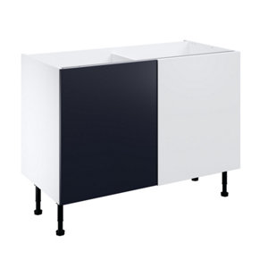 Meuble d'angle bas "Dorice" bleu mat l.120 x h.72 x p.57 cm 1 porte + rangement panier droit