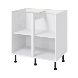 Meuble bas "Dorice"bleu mat l.80 x h.72 x p.57 cm 2 casseroliers + 2 tiroirs intérieurs
