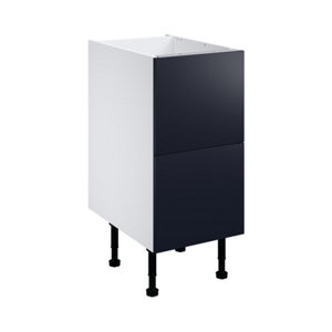 Meuble bas "Dorice" bleu nuit mat l.40 x h.72 x p.57 cm 2 casseroliers + 2 tiroirs intérieurs