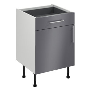 Meuble bas "Dorice" anthracite mat l.60 x h.72 x p.57 cm 1 porte + 1 tiroir