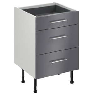 Meuble bas "Dorice" anthracite mat l.60 x h.72 x p.57 cm 1 tiroir + 2 casseroliers