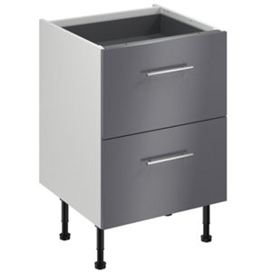 Meuble bas "Dorice" anthracite mat l.60 x h.72 x p.57 cm 2 casseroliers