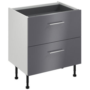 Meuble bas "Dorice" anthracite mat l.80 x h.72 x p.57 cm 2 casseroliers