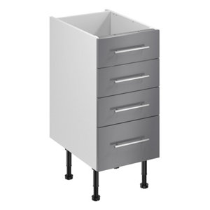 Meuble bas "Dorice" anthracite mat l.40 x h.72 x p.57 cm 3 tiroirs + 1 casserolier