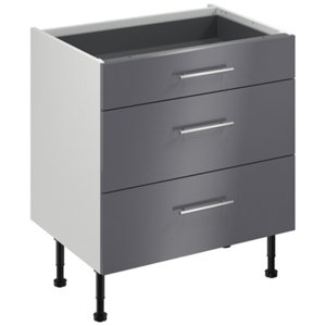 Meuble bas "Dorice" anthracite mat l.80 x h.72 x p.57 cm 1 tiroir + 2 casseroliers