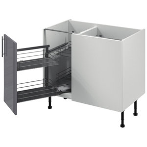 Meuble d'angle bas "Dorice" anthracite mat l.100 x h.72 x p.57 cm 1 porte + rangement panier gauche