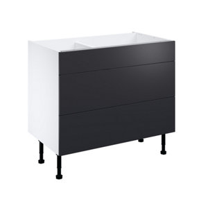 Meuble bas "Dorice" anthracite mat  l.100 x h.72 x p.57 cm 1 tiroir + 2 casseroliers