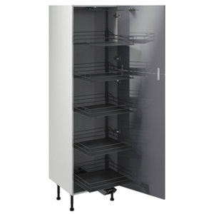 Colonne "Dorice" anthracite mat l.60 x h.201 x p.57 cm 2 portes avec rangement coulissant